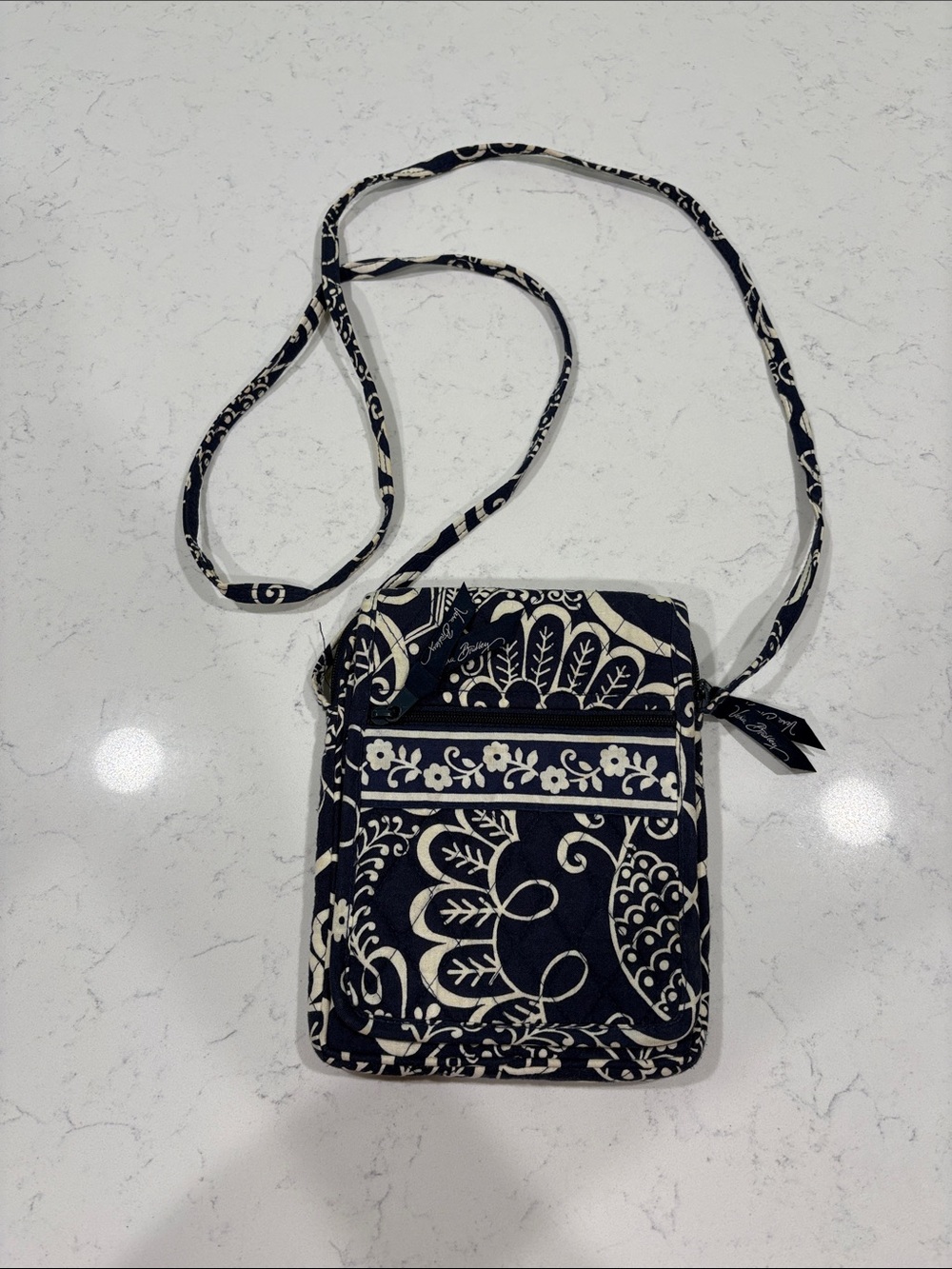 Vera Bradley Navy and Cream Floral Quilted Crossbody